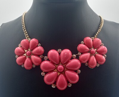 Orange Flower Rhinestone Necklace