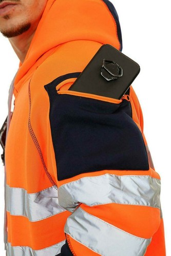 Hombres HiViz Alta Visibilidad Chaqueta Sudadera con Capucha Trabajo 3 Cremallera Sudadera con Capucha Top Polar - Imagen 11 de 21