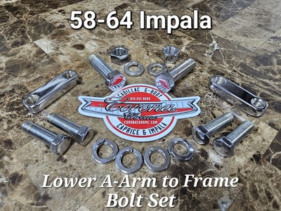 CHROME Lower Dogbone to Frame Nut/Bolt Set- 58-64 Impala | eBay