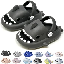 Allgala Shark Slides with Backstrap Dark Grey Non-Slip Open Toe Kids Sandals