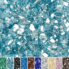 10-Pound Fire Glass 1/2-Inch Aqua Blue Reflective for Fireplace Fire Pit