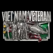 Vintage Belt Buckle 1983 Pewter Vietnam Veteran Soldiers Armed Forces Bergamot