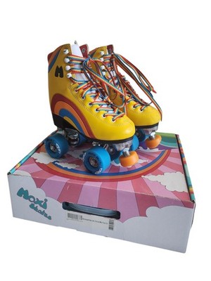 Moxi Rainbow Rider Roller Skates Yellow Medium Size 2 Jr With Box