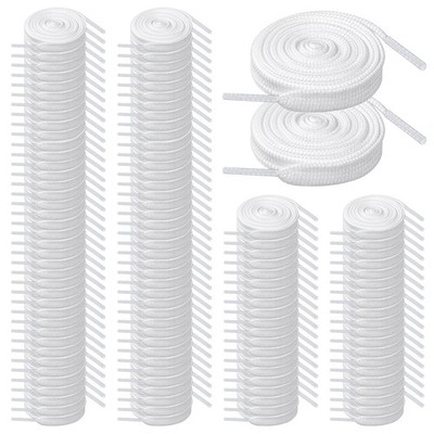 FdcZeyxior 120 Pairs Flat White Shoe Laces Bulk 47'' Long 5/16'' Wide Replacem...