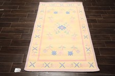 4x6 Hand Woven Wool Vanilla Dhurry Transition...