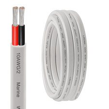 10 AWG Marine Wire 10FT, 2-Conductor Red  Black Duplex Marine Grade Boat Cabl