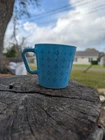 MCM Pyrex Light Blue Atomic Foulard Patterned Mug Or Teacup Vintage