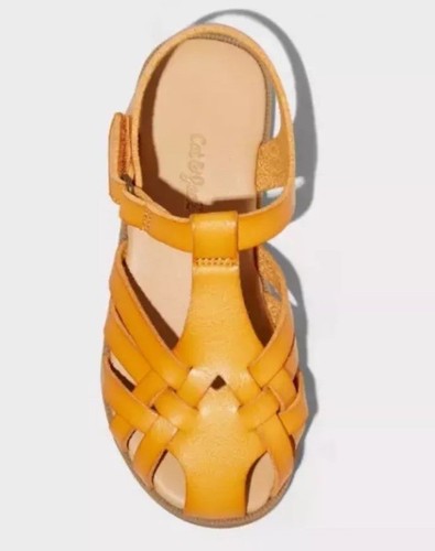 Girl’s Cat & Jack Faux Leather Ella Sandals Cognac Size 7T NWT - Picture 2 of 6