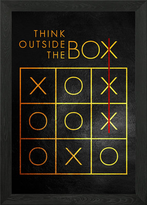 Think Outside the Box Gold gerahmtes Wandbild Poster Leinwanddruck Bild
