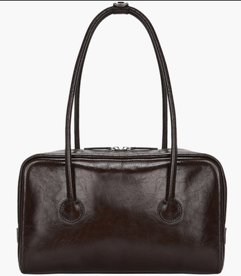 MARGE SHERWOOD Soft Boston Bag Mocha Crinkle Shoulder Korean