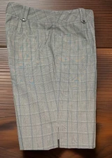 CUTTER & BUCK Grey Glen Plaid Turquoise Contrast Stitching Golf Bermuda Short 12