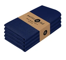 Set of 4 17x17" Ink Blue 100% Cotton Solid Cloth Napkins for Dinner Events