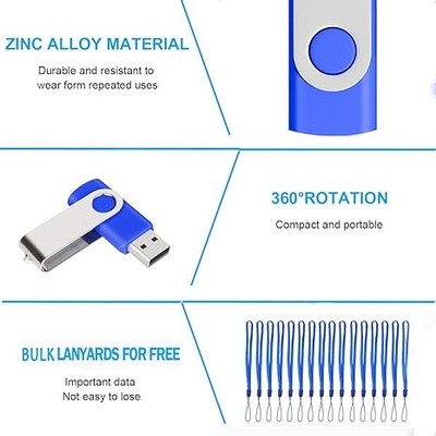 Bulk USB Flash Drives 16GB Swivel Thumb Drives with Lanyard