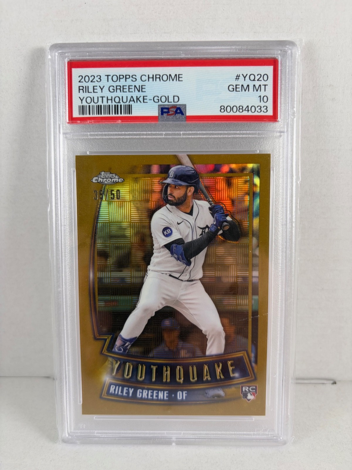 2023 Topps Chrome Youthquake Riley Greene #YQ-20 Gold Refractor /50 (RC) PSA 10