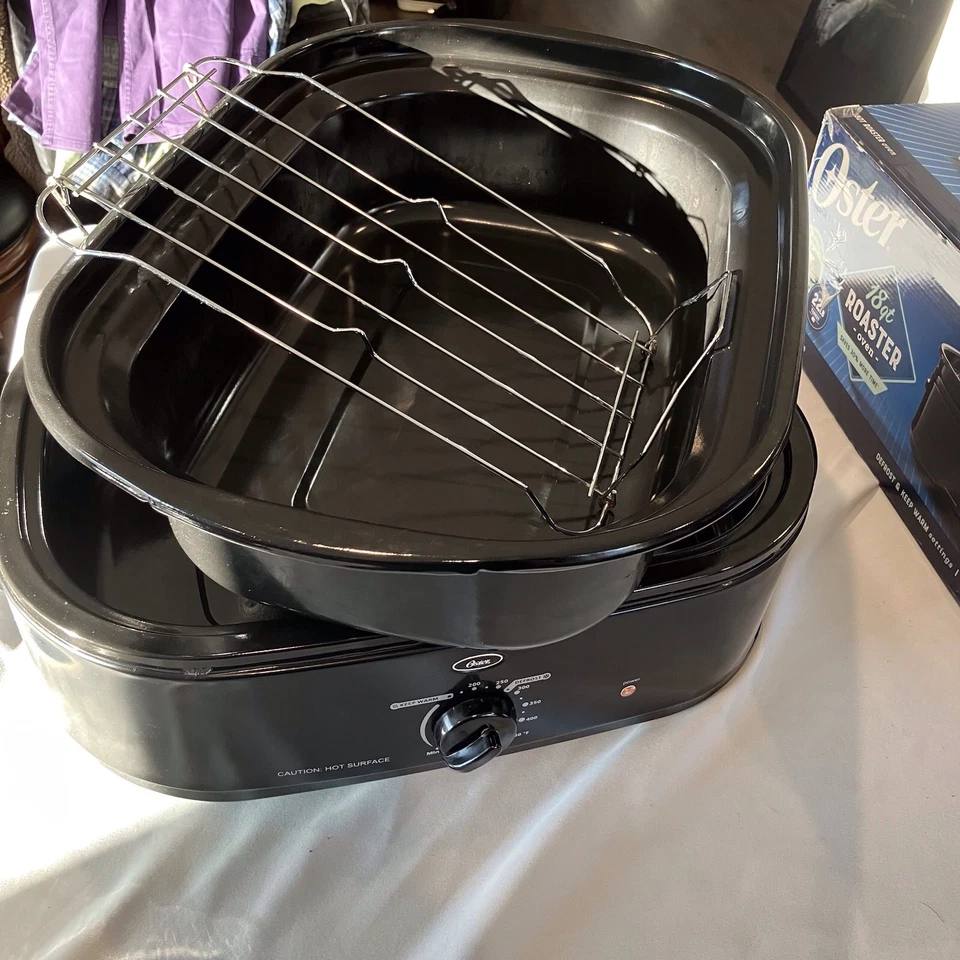 OSTER ROASTER OVEN 18 Quart With Self Basting Lid BLK 22LB Turkey - Image 4 of 4
