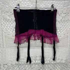 Agent Provocateur Pink and Black Waspie Corset Garter Belt Small Made In France