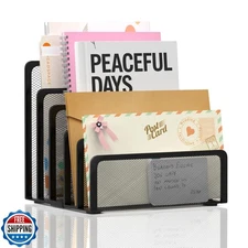 ReePlan Mail Organizer with 5 Slot, Metal Mail Holder for Desk, Office File H