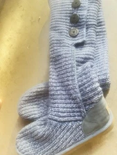 UGG Australia Boots Women Size 9 Classic Cardy Gray Sweater Knit Fold Over