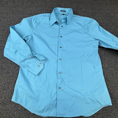 Express Shirt Mens XL Blue Modern Fit Slim Dress Long Sleeve Cotton Blend |  eBay