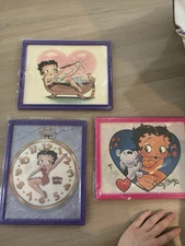 Retro Betty Boop Wall Hanging Picture Lot of 3 80s Walll Decor Aesthetic Retro