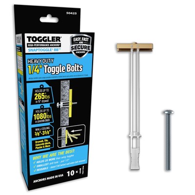 SNAPTOGGLE BB Toggle Anchor with Bolts, Zinc-Plated Steel Channel, Made in US...