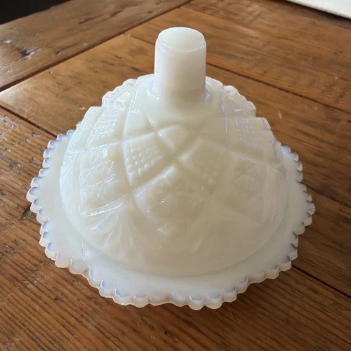 Vintage White Milk Glass Covered Miniature Westmoreland Doll 2.5” Height