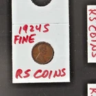 1924 S  FINE   LINCOLN  CENT     FINE   1924S    /  RS COINS #49D FREE SHIP