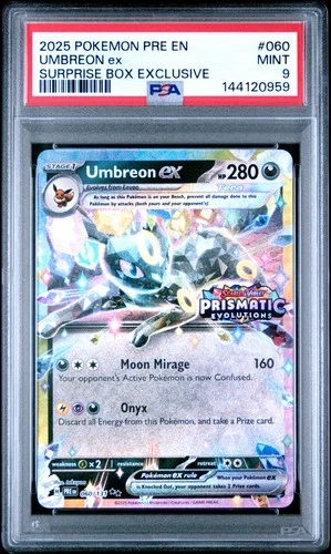 2025 POKEMON PRE EN-PRISMATIC EVOLUTIONS SURPRISE BOX EXCLUSIVE UMBREON EX PSA 9