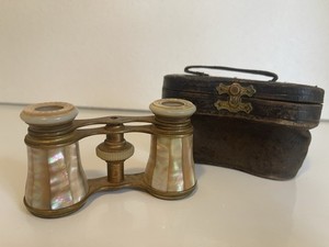 Antique Mother Of Pearl Oprah Glasses In Original Case
