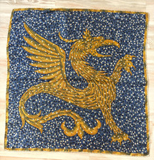 Dragon Inspired Mythical Creature Scarf Vintage Fantasy Blue Hand Rolled, 78