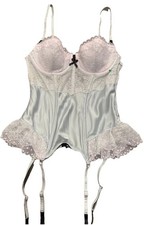 VICTORIA'S SECRET Teal SATIN CORSET Bra Bustier Top 34B SHIMMER Lace 2014 NWT