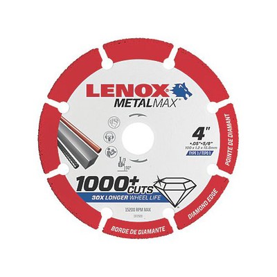 Lenox 1972920 4'' x 5/8'' Type-1 40/50 Grit MetalMax Diamond Cut-Off Wheel