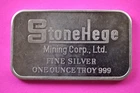 Extremely Rare Stonehege Mining Corp. LTD. Silver Art Bar Vintage 1 OZ .999 B156