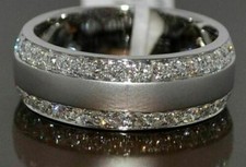 Anello Nuziale Da Uomo In Oro Bianco Placcato 14K Con 2.20Ct Di Moissanite