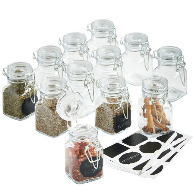 VonShef Set of 12 Mini Clip Top Glass Storage Preserving Jars 2 Year
