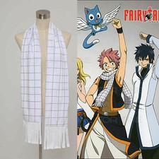 NEW FOR Cosplay Anime FAIRY TAIL Natsu Dragneel white plaid Scarf/ Muffler New