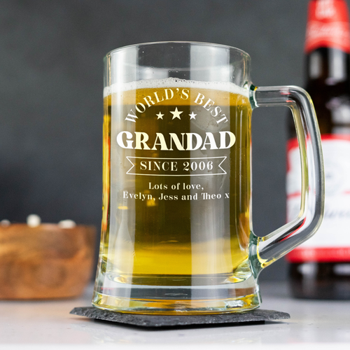 Personalised Tankard Beer Glass - Custom Engraved Tankard Glass Gift Fathers Day - Picture 7 of 10