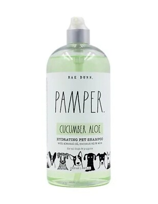 Rae Dunn Pamper Cucumber Aloe Hydrating Pet Shampoo Almond & Coconut oil 34 oz 