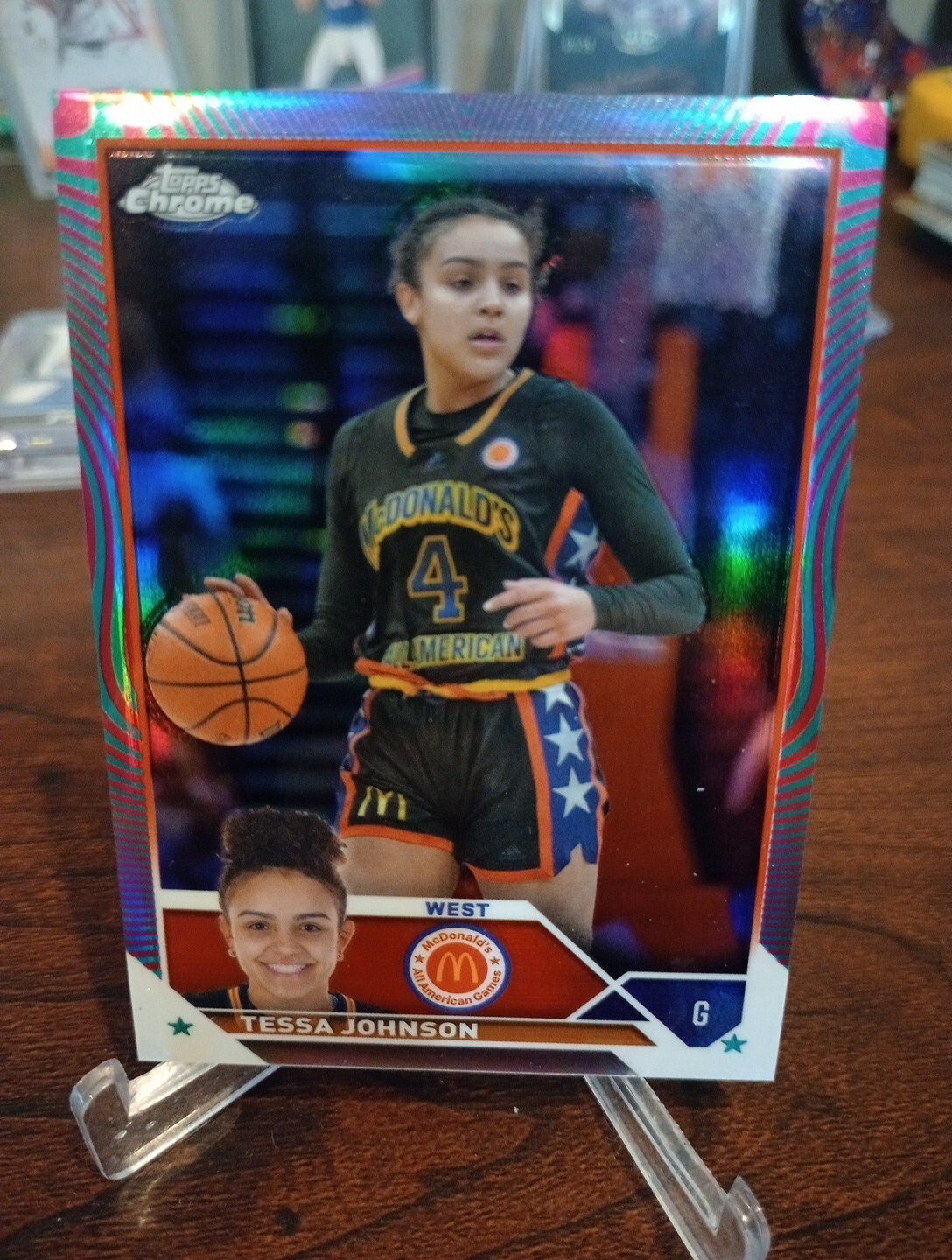 2023 Topps Chrome McDonalds TESSA JOHNSON  Aqua Fuchsia SWIRL #/175 Gamecocks