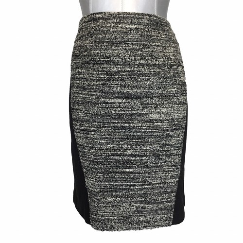 Ann Taylor Bleistiftrock 6 Medium schwarz grau Tweed Farbblock gefüttert Schurwolle Bl - Bild 1 von 5