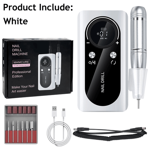 Taladro de uñas eléctrico recargable de 45000 RPM portátil manicura pedicura conjunto - Imagen 13 de 15