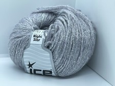 Silver Grey Night Star 67953 Ice Yarns DK Wool Blend Metallic Chainette 50g 218y