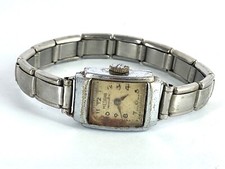 VINTAGE LADIES 1930s MEDANA 376 MOVEMENT 7 JEWEL SWISS WATCH - HENRY CIE BAND