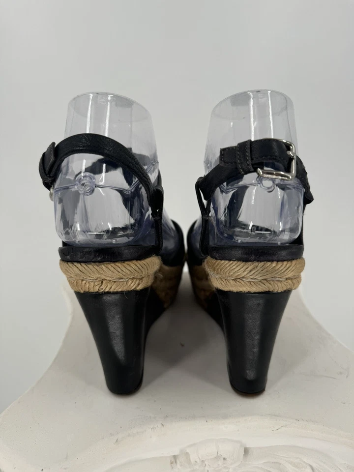 Sandalias alpargata Mui Mui de cuero negro con plataforma y cuña talla 36,5 EE. UU. 6 Foto 3 de 4