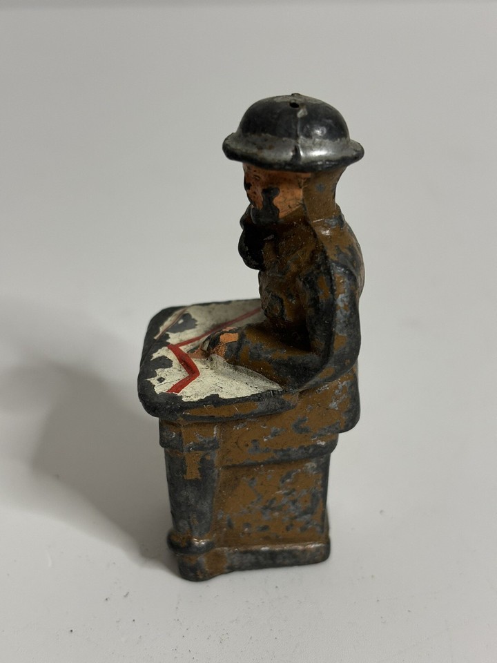 Barclay Manoil Lead Toy Soldier On Phone Seated At Desk Reading Map