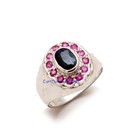 Natural Sapphire & Ruby Gemstones with 925 Sterling Silver Ring For Men's #444