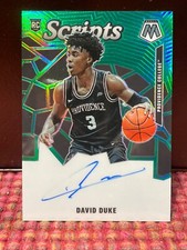 David Duke 2021-22 Panini Chronicles Draft Picks Mosaic Scripts Green Auto RC