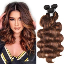 1/3/4 Bundles Brazilian Body Wave Human Hair Wefts Remy Hair Extensions 1B/4/30