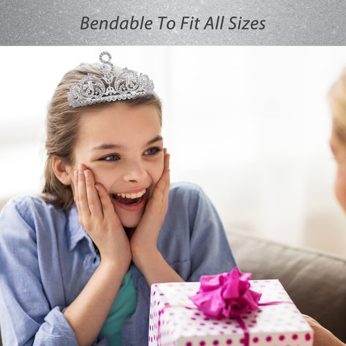 8th Birthday Accessories for Girls - Silver Tiara & Sash with 'It's My 8th Bi... - Picture 5 of 7