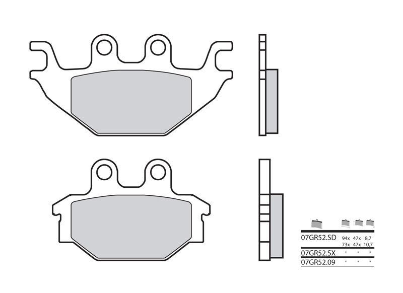 Kit plaquettes de frein ARRIERE BREMBO Yamaha YZF-125R moto sportive 125cc ref 38800097